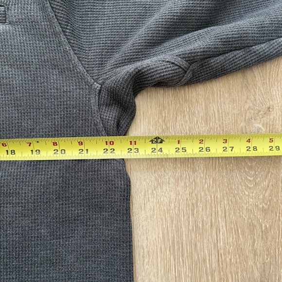 LL BEAN Waffle Fleece Henley Mens Large Gray Sherpa Lined Thermal Shirt - Picture 7 of 10